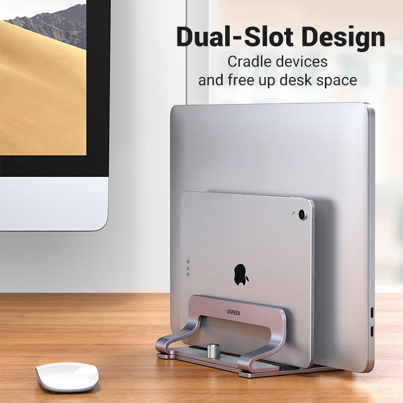 UGREEN Vertical Laptop Stand Holder For MacBook Air Pro Aluminum Foldable Notebook Stand Laptop Support MacBook Pro Tablet Stand - الصورة 2