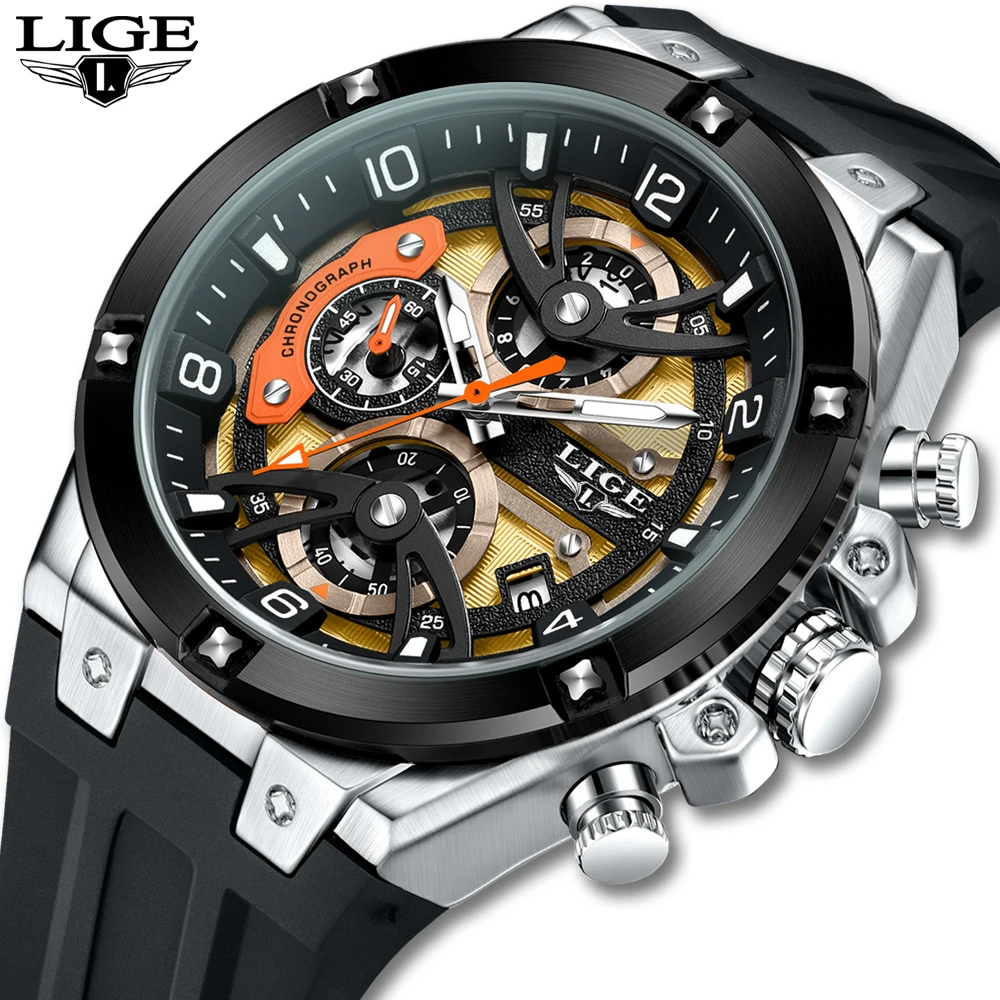 LIGE New Luxury Casual Men Watch Waterproof Luminous Chronograph Date Man Wristwatch High Quality Military Quartz Men's Watches