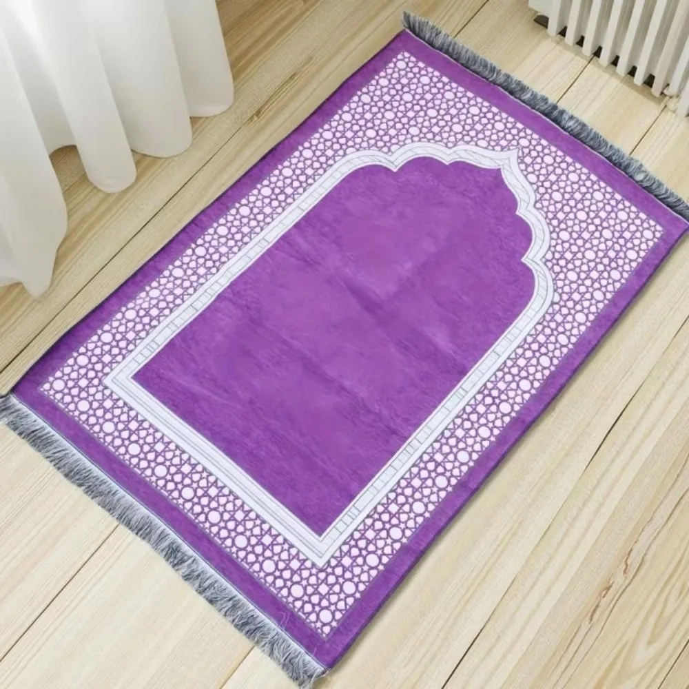 70x110cm Muslim Prayer Rug Rectangle Non-slip Prayer Mat Set with Prayer Beads Ethnic Style Janamaz Sajadah Eid - الصورة 5