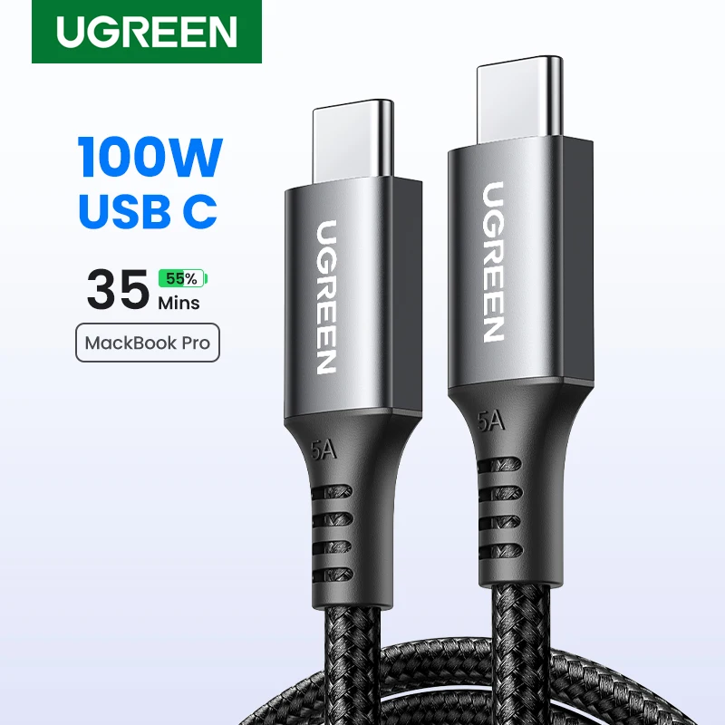 UGREEN 100W USB C to USB Type C Cable For iPhone 17 16 15 MacBook Samsung S25 S24 QC4.0 Fast Charging USB C Cable Charger USB 5A