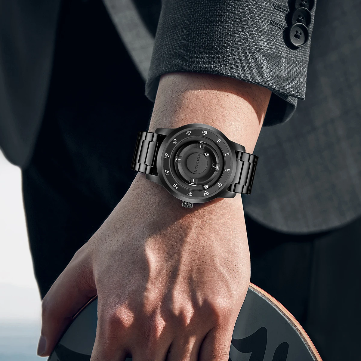 FOXBOX Watch Planet Design Fashion Floating Magnetic Pointer Free Ball Bearing Creative Simple Waterproof Quartz Watch for Men - الصورة 5