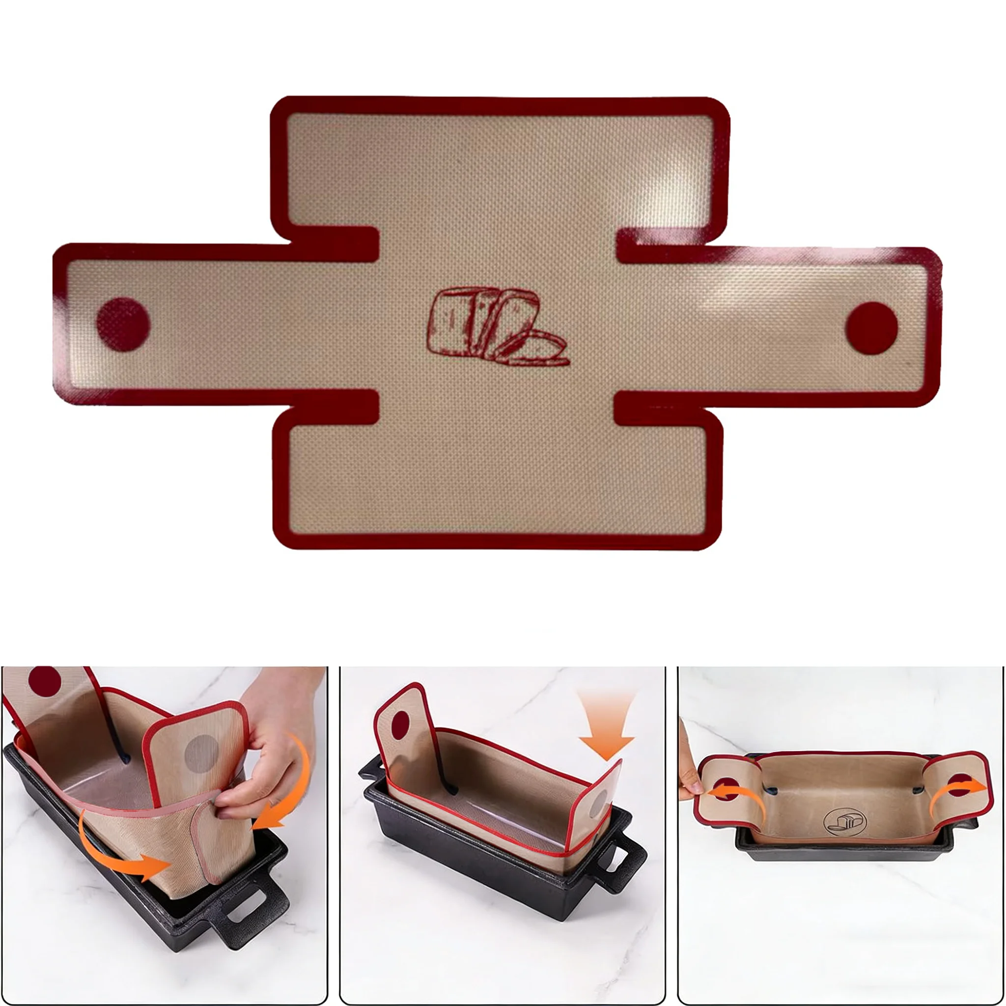 Silicone Bread Loaf Pan Liners, Reusable and Nonstick Silicone Bread Sling, Fit for 9x5, 9.5x5, and 10x5 Inch Loaf Pans