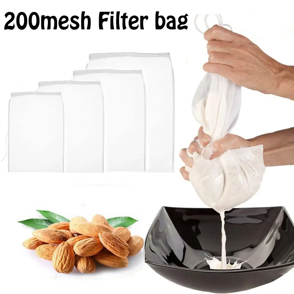 200mesh Reusable Wine Strainer Colander Cooking Coffee Filter Nut Milk Bag Nylon Fine Mesh Cheese cloth