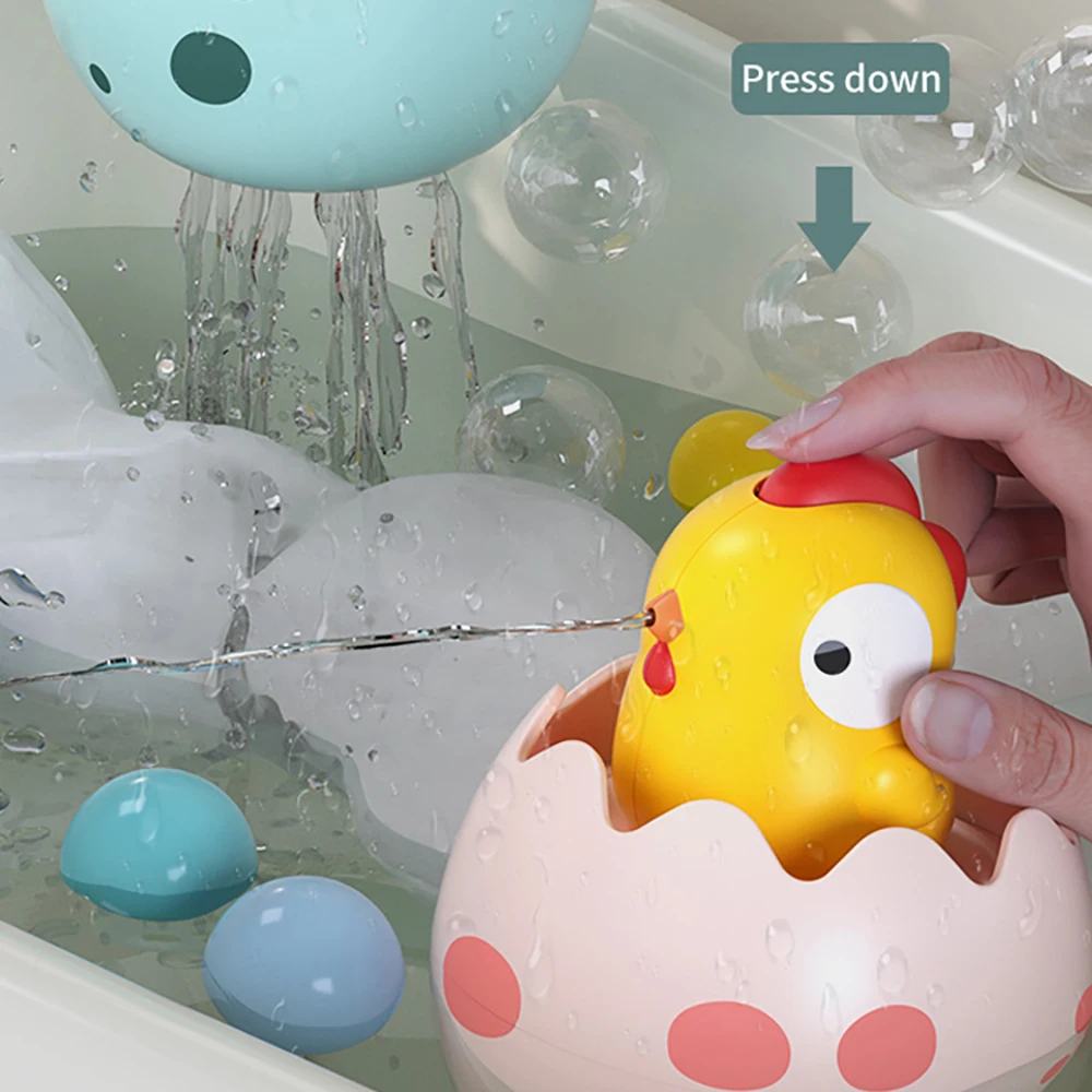 Baby bath Toys Small Yellow Duck Rain Spray Eggs Baby Children Bathroom Water Play Shower Boys and Girls Dinosaur Eggshells - الصورة 5