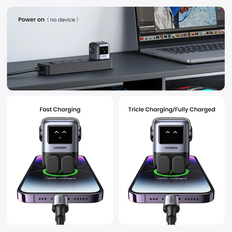 【UK Plug】UGREEN 65W GaN Charger Robot Design QC 4.0 3.0 PPS for iPhone 16 15 14 Pro Macbook Laptop Tablet PD 3.0 Fast Charger - الصورة 4