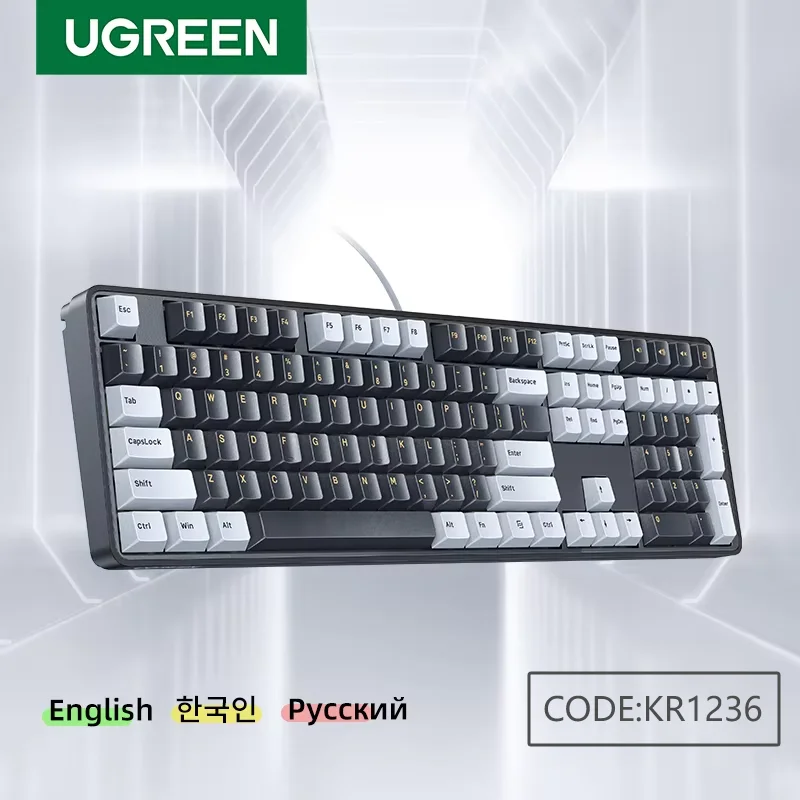 SUPER DEALS for KR UGREEN Wired Mechanical Keyboard 108 Keys Red Switch Black & Gold Korean/Russian Layout for Gaming Office - Image 6