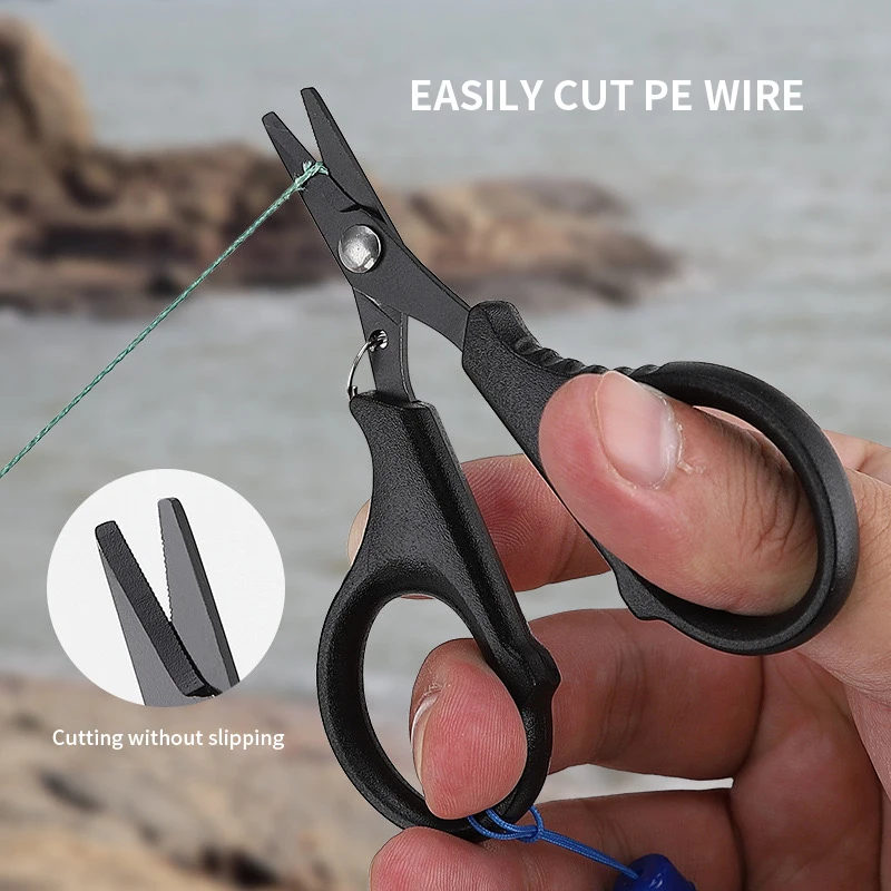 Shawto Titanium Coating Stainless Steel Fishing Scissor Plier Cut PE Braid Line Cutter Plies Carp Fishing Accessories Tools - الصورة 5