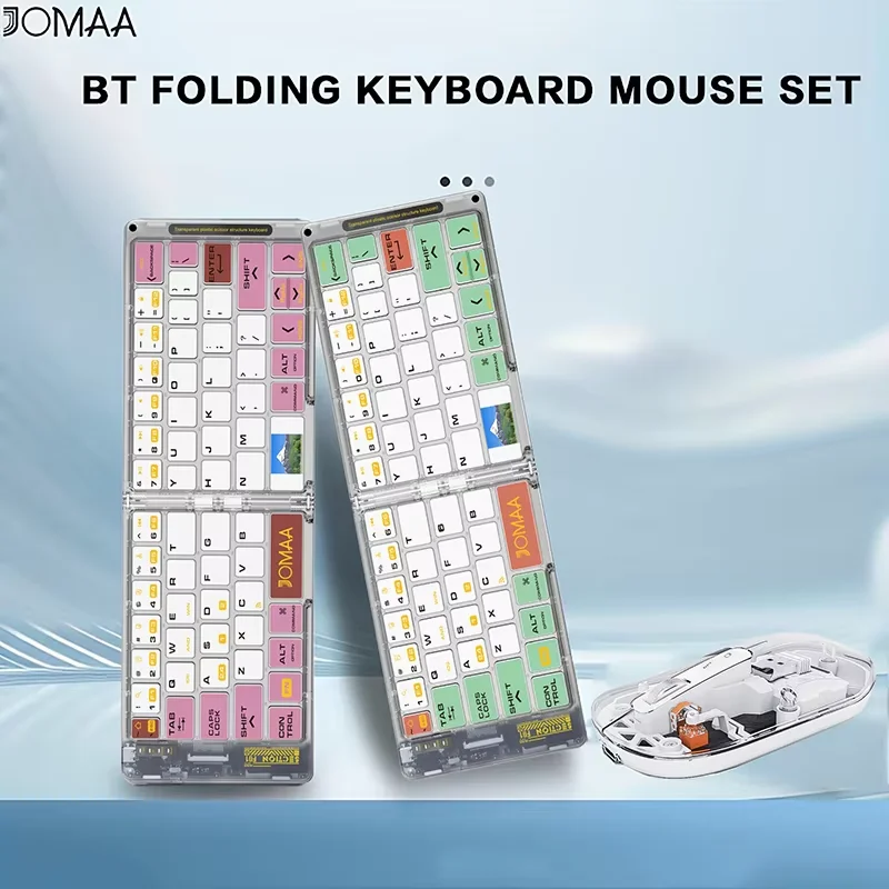 Foldable Keyboard and Mouse,Bluetooth5.1 Dual Modes Wirless Transparent Keyboard Rechargeable Full-Size Portable Travel Keyboard - Image 6