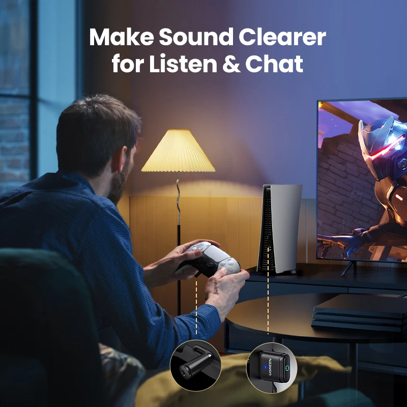 【RU Special】UGREEN USB Bluetooth 5.3 aptX HD AD Audio Adapter for PS5 PS4 Nintendo Switch Transmitter Headset Speaker Mic - الصورة 2