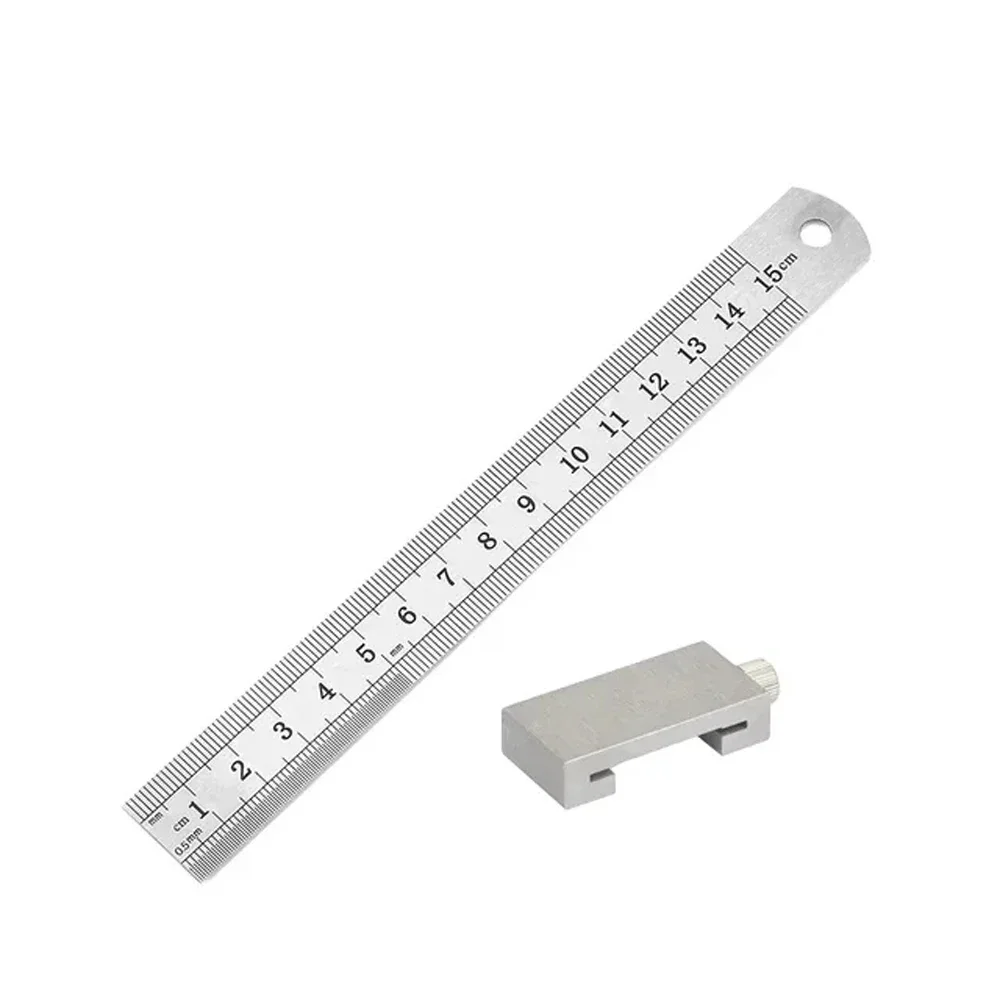 New Protable Accurate positioning Woodworking Tools Carpentry Steel Ruler Positioning Limit Block Measuring Marking Gauge - الصورة 5