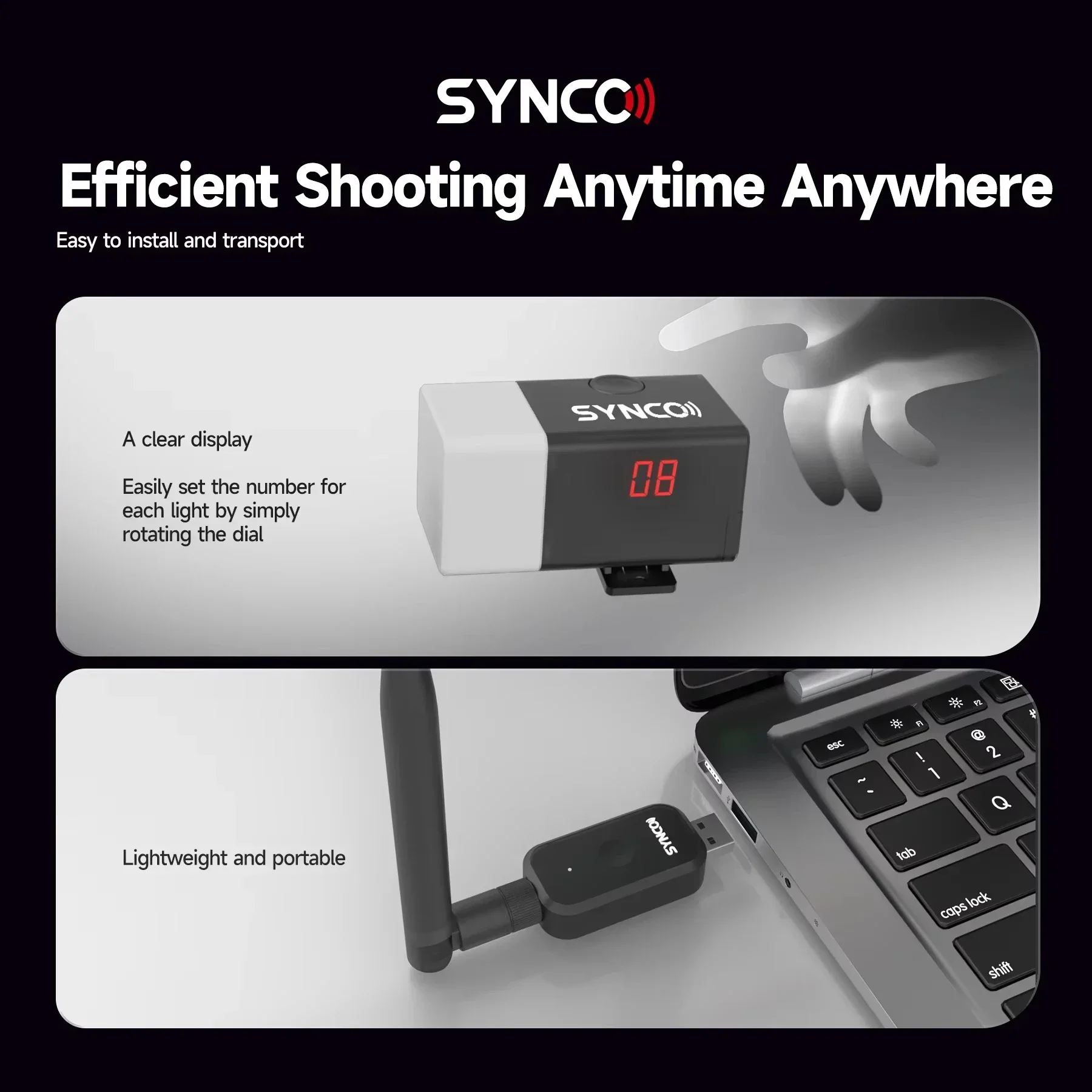 Synco CE3 Wireless Tally Light Signal Light For Camera Broadcast Switcher Live Streaming Transmitter · with Battery Tally lamp - الصورة 3