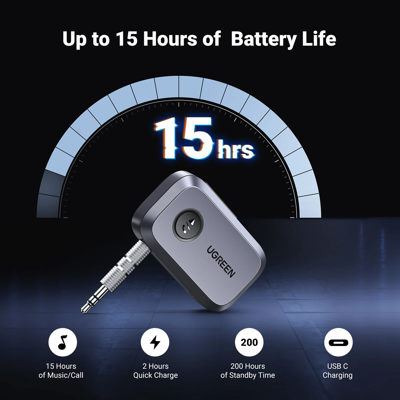 UGREEN Bluetooth Audio Receiver Car Adapter Wireless Car 3.5mm Jack Mic Handsfree Bluetooth 5.3 for Car Accessories Speaker - الصورة 4