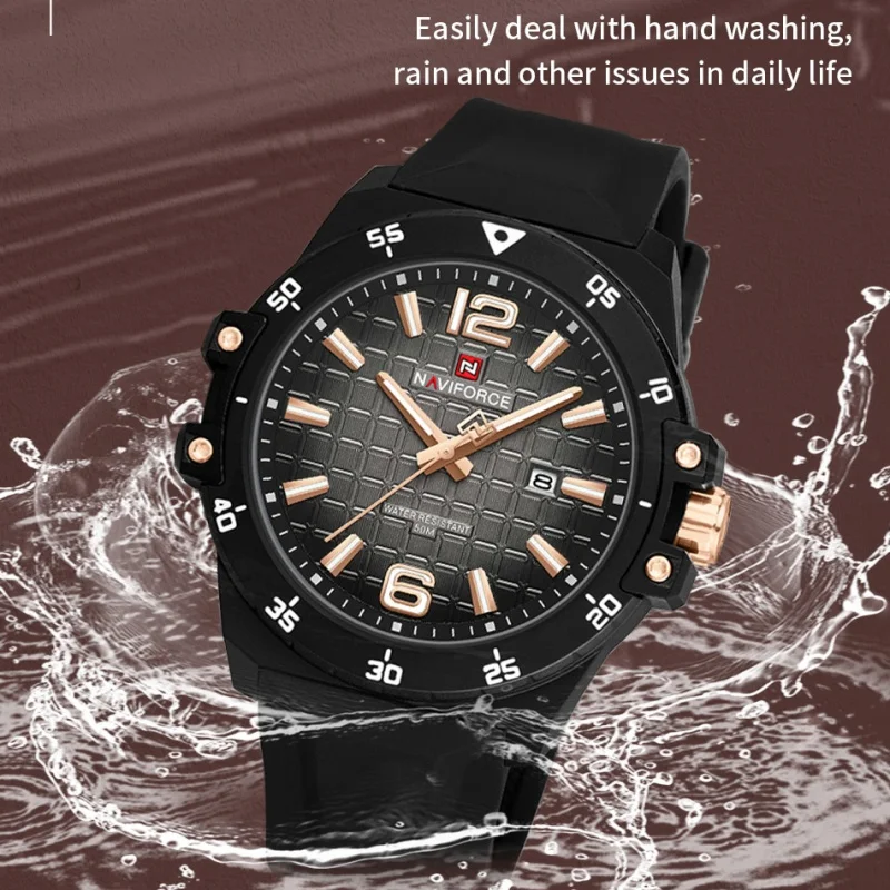 Original Brand NAVIFORCE Fashion Men's Watches Luxury Quartz Sport Silicone Band Wristwatch Waterproof Luminous Clock Male Gift - الصورة 5