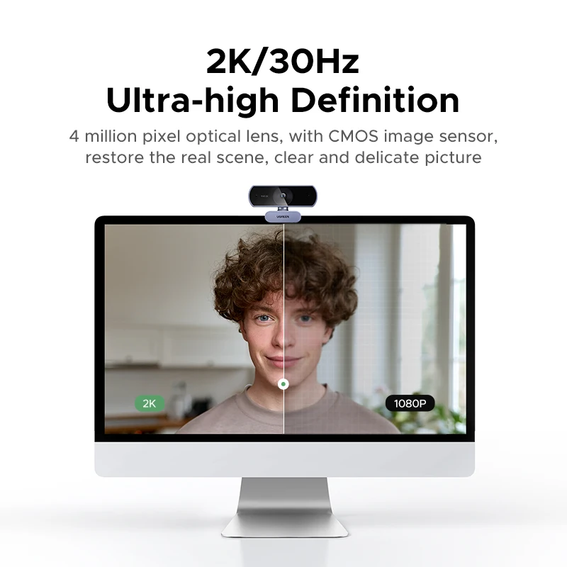 UGREEN 2K Webcam with Microphone, Full HD USB Web Camera, Auto Light Correction, Video Webcam for Streaming - الصورة 2