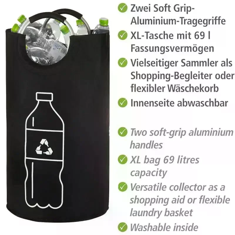 82L Empty Bottle Storage Basket Folding Kitchen Wastewater Bottle Collector Bag With Aluminum Handle Large Capacity Bin - الصورة 2