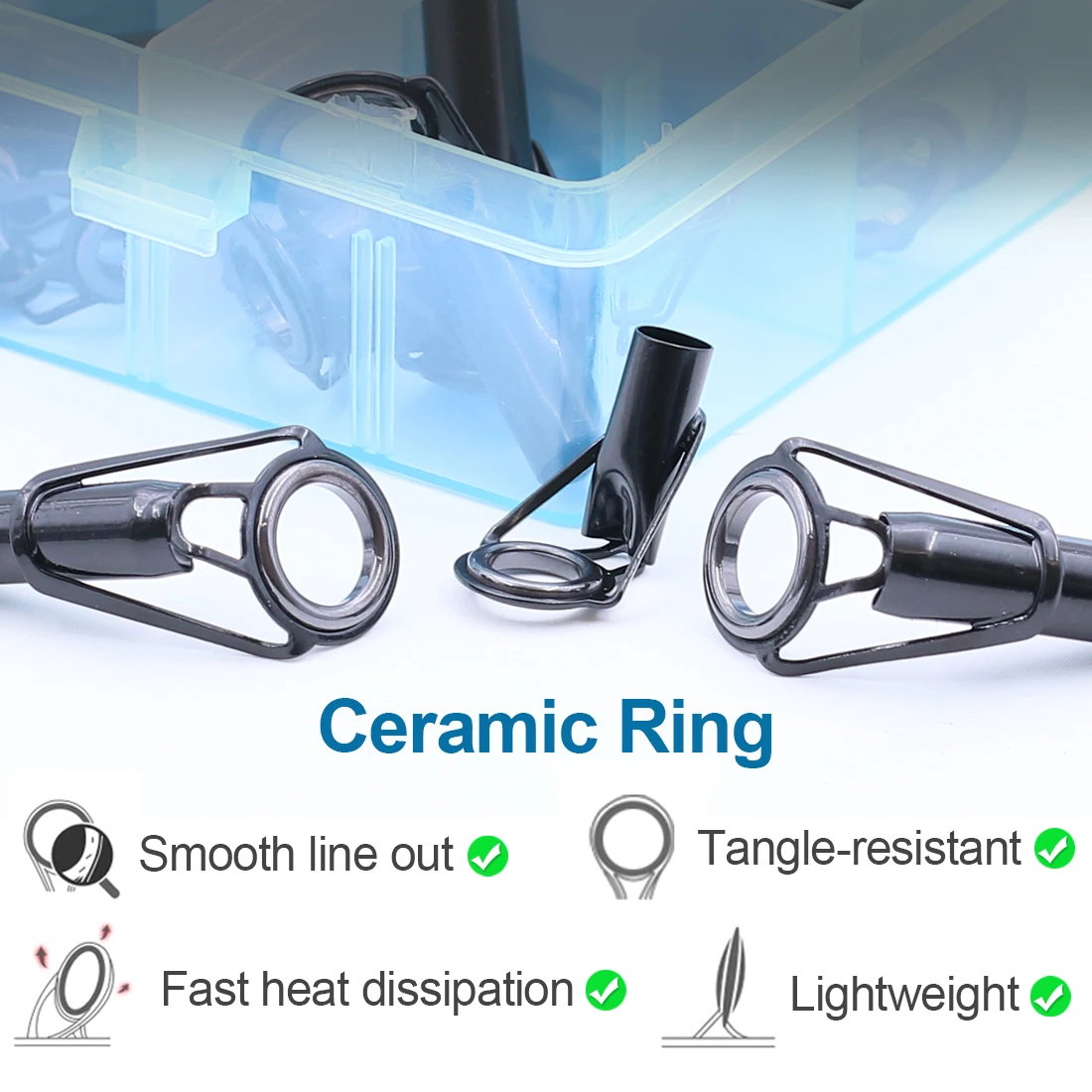 FishTrip 5Pcs Fishing Rod Guides Tip Top Repair Kit Stainless Steel Ceramic Ring 1.8mm~8.0mm Fishing Rod Building Replacement - الصورة 4