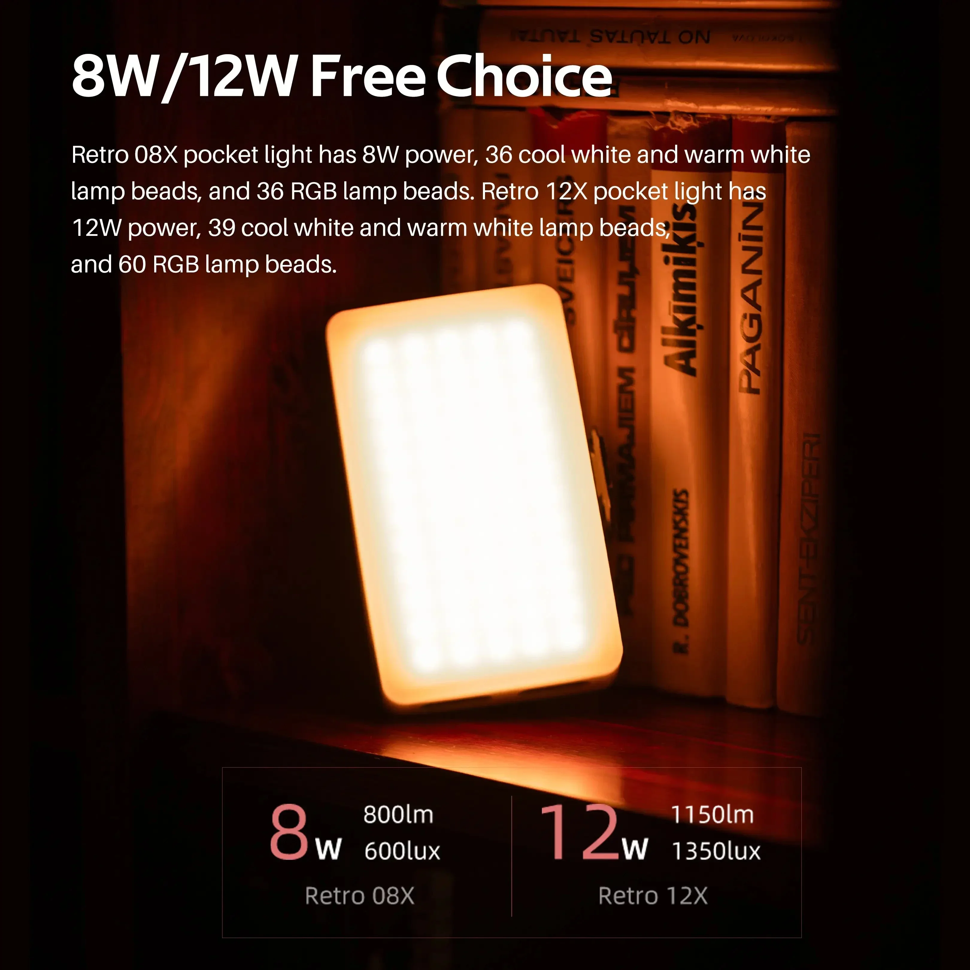 Viltrox Retro 08X 12X Portable Video Light RGB LED Handheld Selfie Photo Fill Soft Lamp Lights - الصورة 3