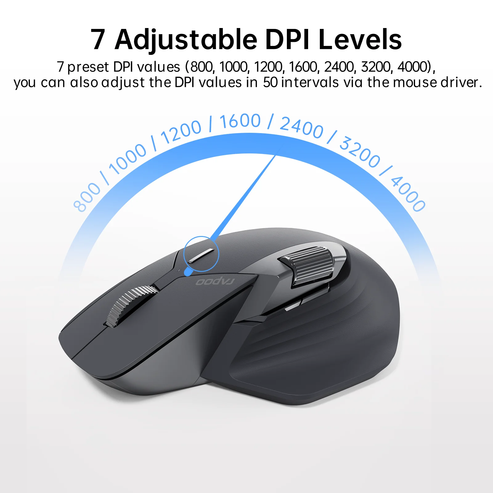 Rapoo MT760/MT760L/MT760Mini/MT760M Rechargeable Multi-mode Bluetooth Wireless Mouse Ergonomic 4000 DPI Support Up to 4 Devices - الصورة 6