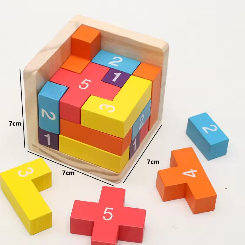 3D Cube Puzzle Luban Interlocking Creative Educational Wooden Toy Brain IQ Mind Early Learning Game Gift For Children Letter 54T - الصورة 6