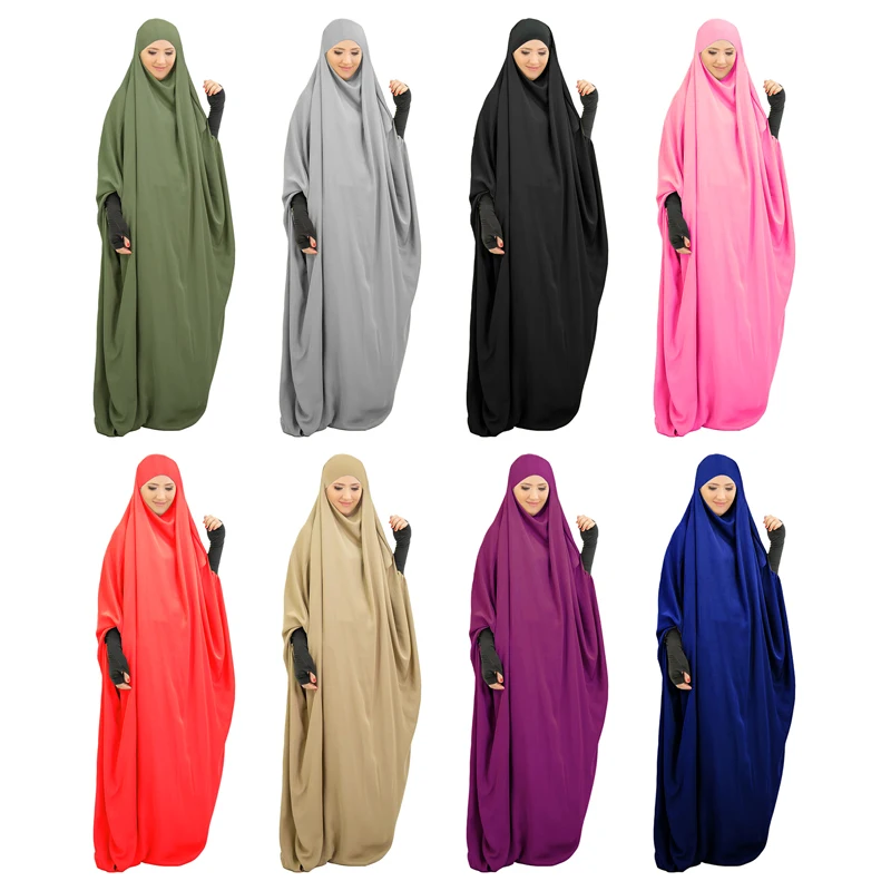 Women Hijab Dress Prayer Garment Jilbab Abaya Long Khimar Hooded Muslim Full Cover Ramadan Gown Abayas Islamic Clothes Niqab