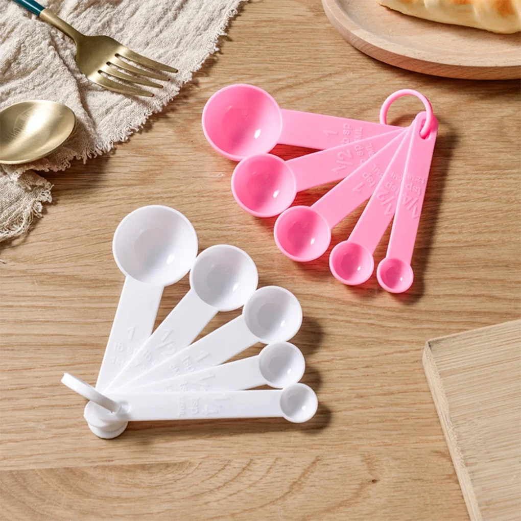 5Pcs/set 3 Colors Kitchen Measuring Spoon Coffee Teaspoon Sugar Scoop Baking Cooking Kitchen Measuring Cups with Scale Tools