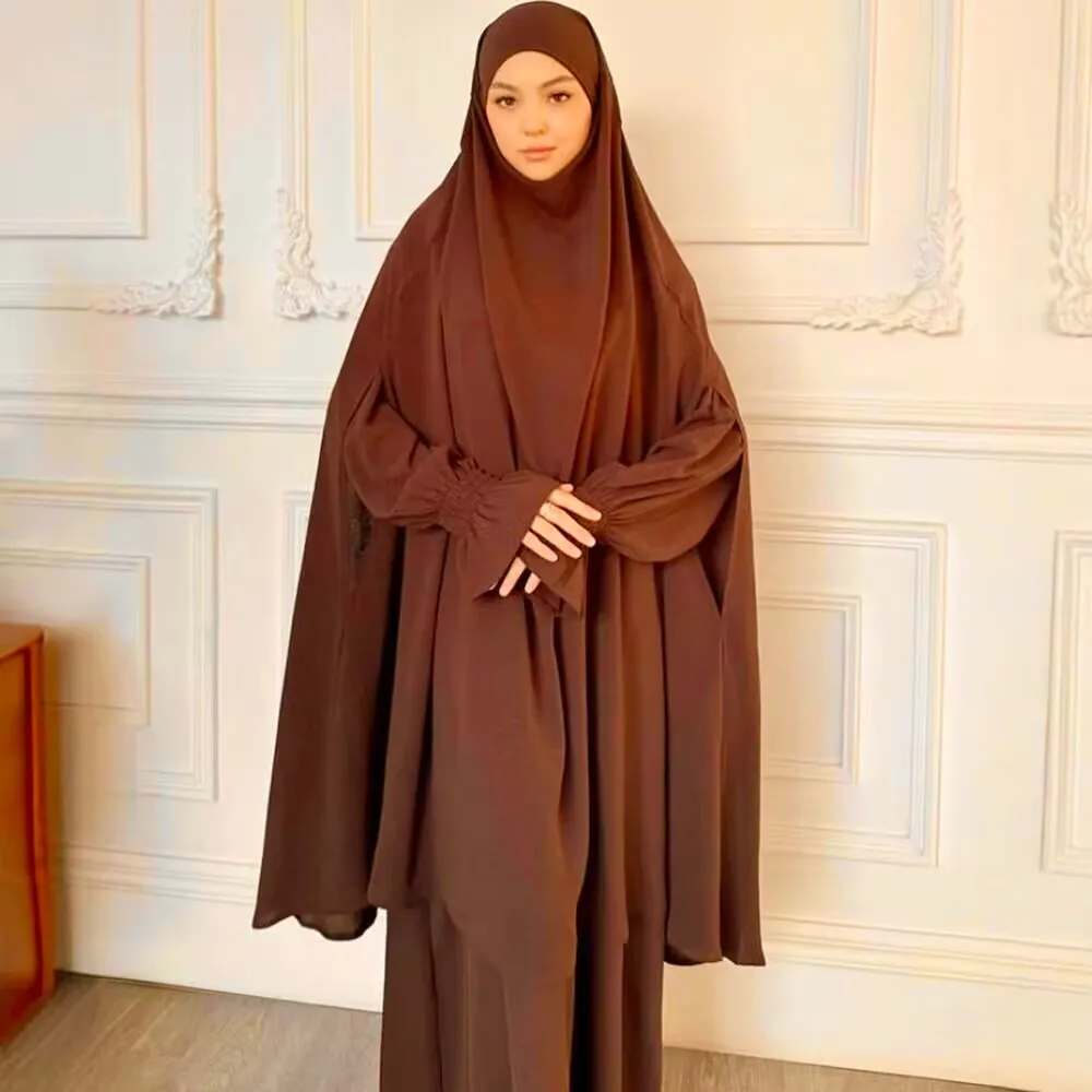 Muslim Women Dresses Khimar Two Piece Set Prayer Garment Eid Ramadan Dubai Hijab Kaftan Arab Long Robe Prayer Suit Vestidos 2026 - الصورة 5