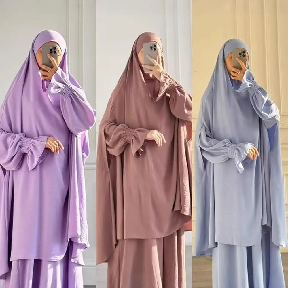 Muslim Women Dresses Khimar Two Piece Set Prayer Garment Eid Ramadan Dubai Hijab Kaftan Arab Long Robe Prayer Suit Vestidos 2026