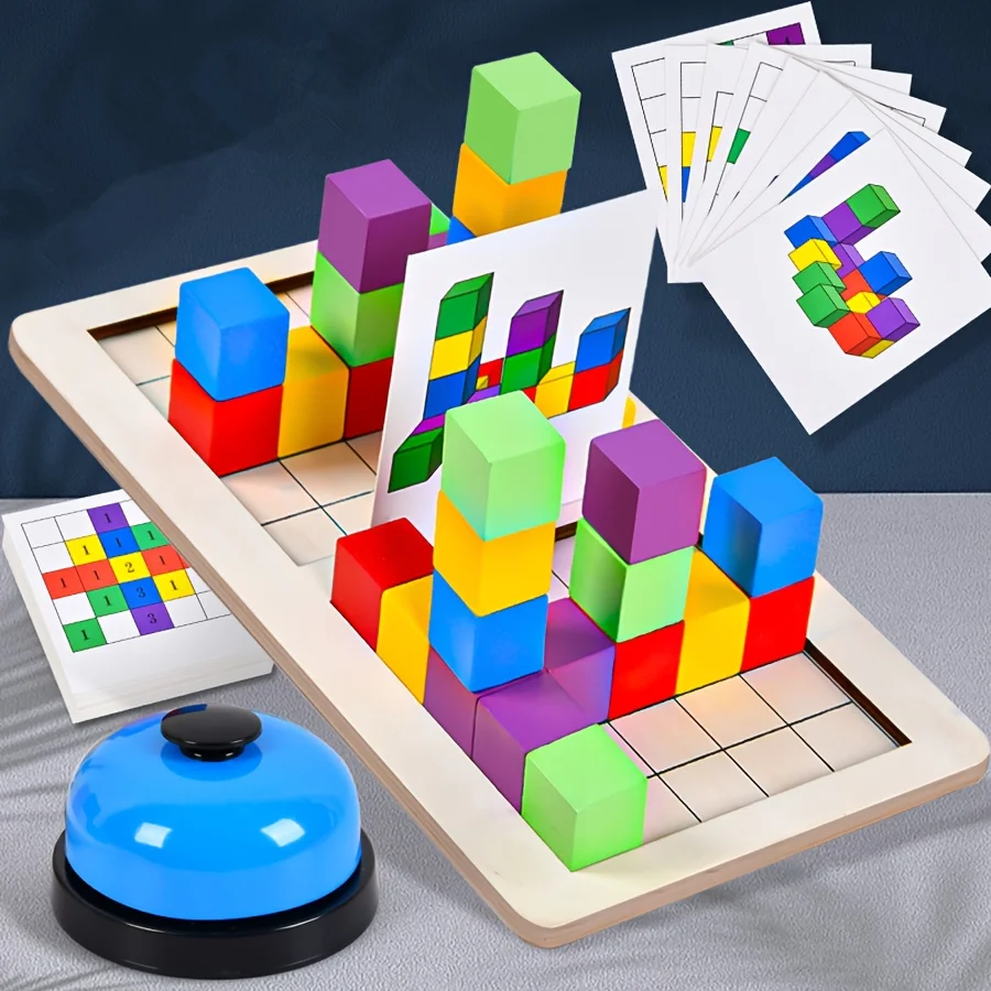 Wooden Two-Player Battle Blocks Concentration And Logic Training Interactive Board Game Puzzle Space Three-Dimensional