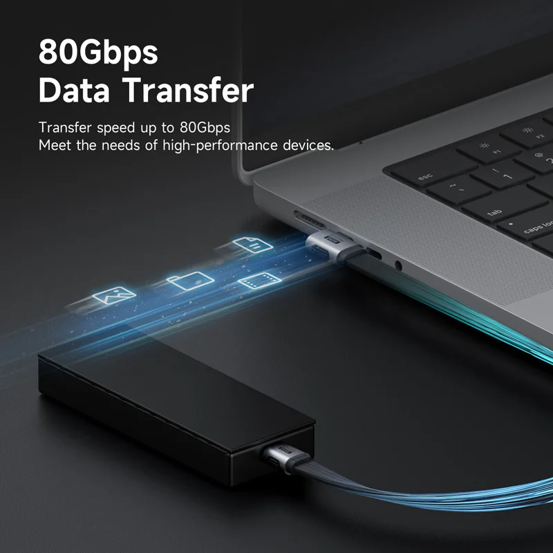 Hagibis USB C to USB C Cable Right Angle USB Type C Charger Fast Charging Cord 90 Degree PD 240W 80G for iPhone 17 External SSD - الصورة 3