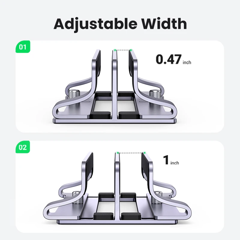 UGREEN Vertical Laptop Stand Holder For MacBook Air Pro Aluminum Foldable Notebook Stand Laptop Support MacBook Pro Tablet Stand - الصورة 3