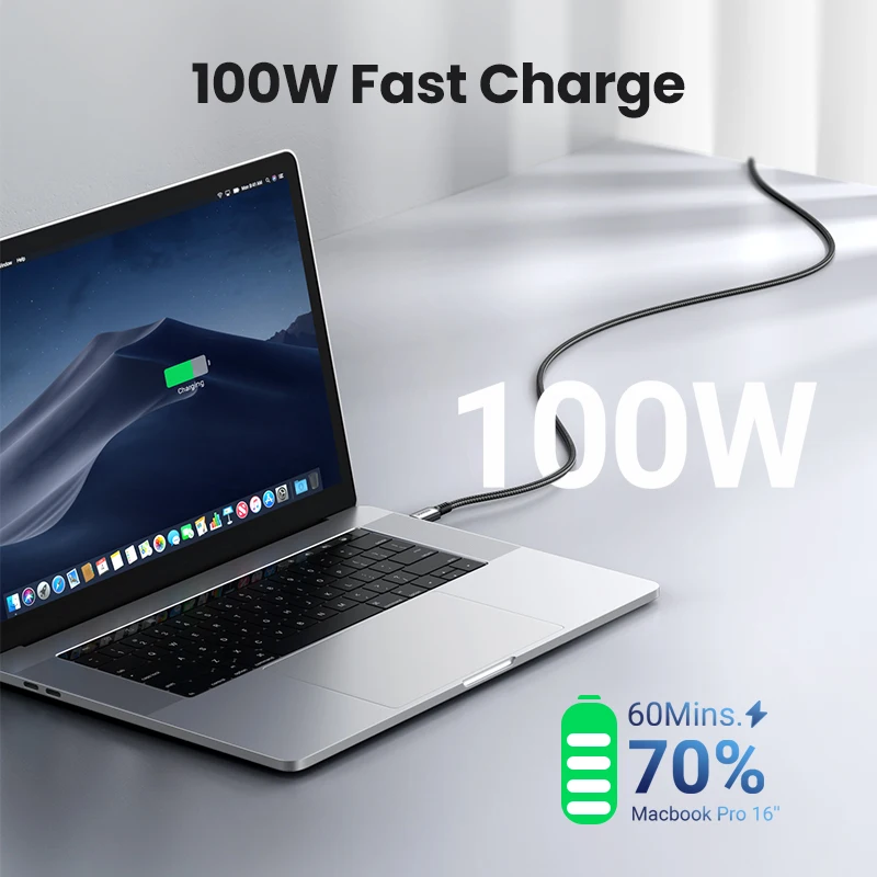 UGREEN 100W USB C to USB Type C Cable For iPhone 17 16 15 MacBook Samsung S25 S24 QC4.0 Fast Charging USB C Cable Charger USB 5A - الصورة 3