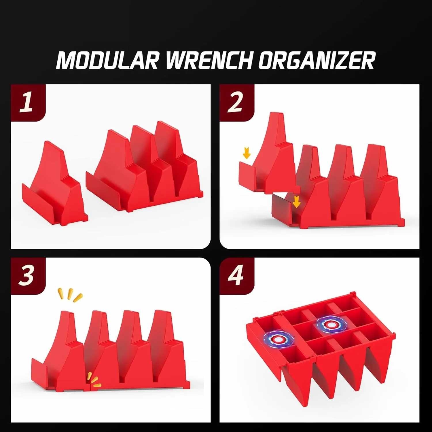 20pcs Wrench Pro Upright Storage Organizer Wrenches Magnetic Hexagonal Head Style - Modular Toolbox Holder Made Durable Plastic - الصورة 6