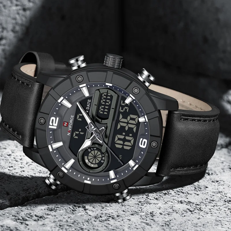 NAVIFORCE Men Quartz Watch Dual Time Date Night Illumination Classic Business Male Clock Luxury Original Waterproof Wristwatch - Image 5