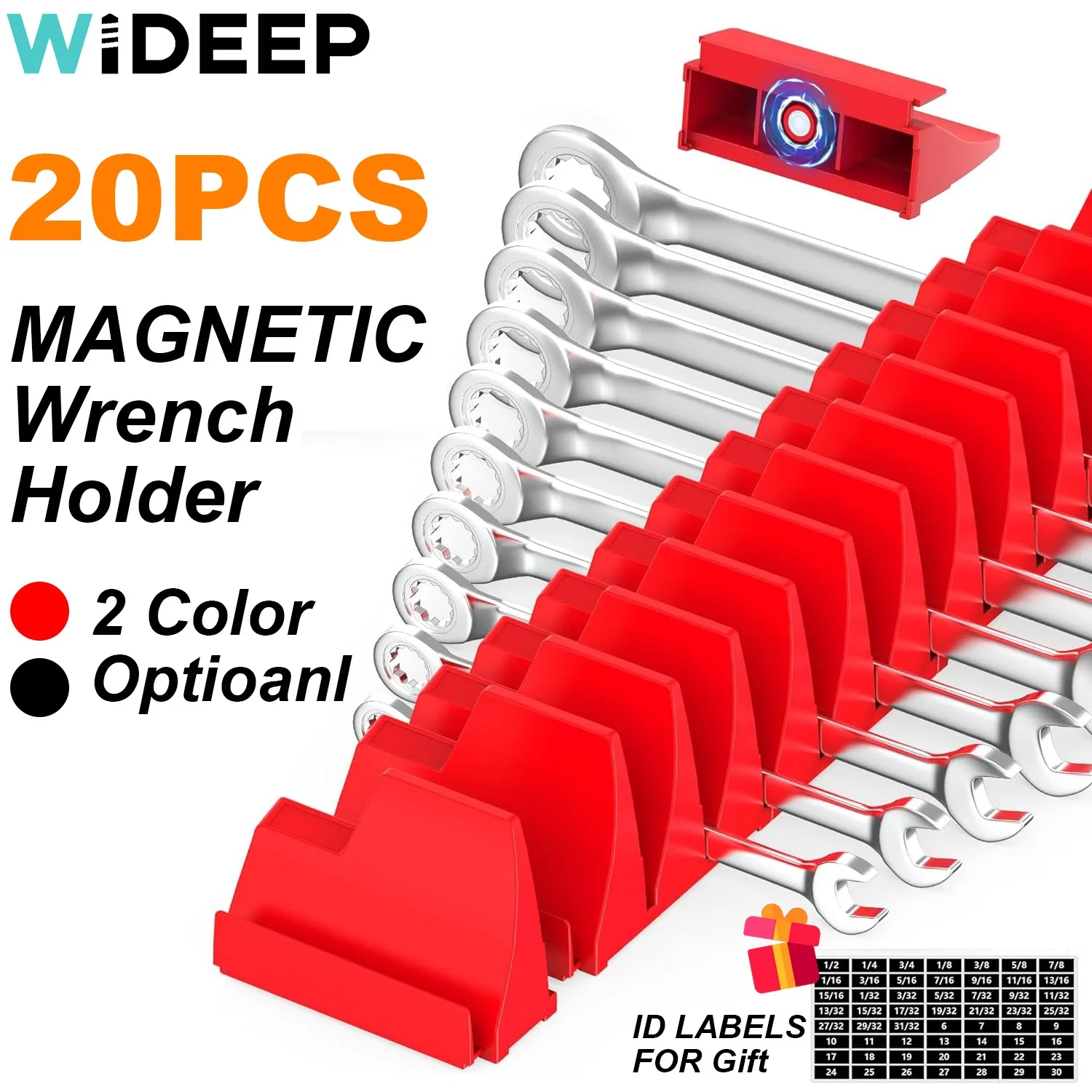 20pcs Wrench Pro Upright Storage Organizer Wrenches Magnetic Hexagonal Head Style - Modular Toolbox Holder Made Durable Plastic