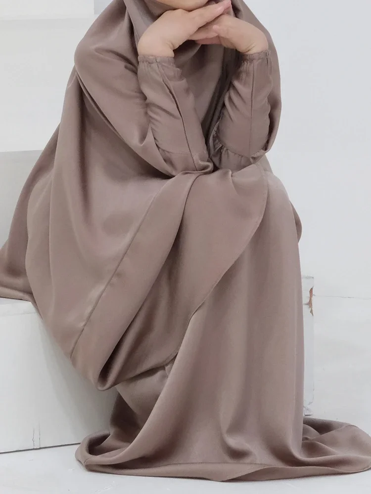 Eid Muslim Long Khimar Dress Kids Girls Abaya Long Khimar Set Prayer Garment Ramadan Dresses 2 Piece Jubha Robe Caftan Jilbab - الصورة 6