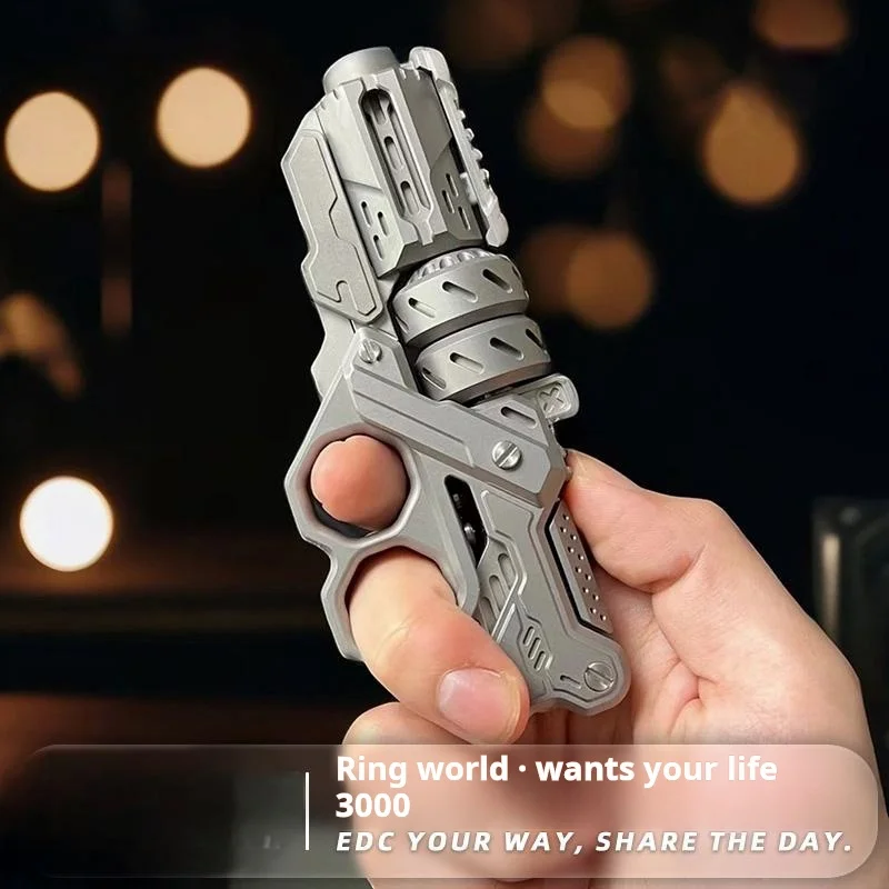 1PC Killing Three Thousand Linkage Gyroscope Composite Alloy Fingertip EDC Stress Relief Black Tech Trendy Toy - الصورة 3