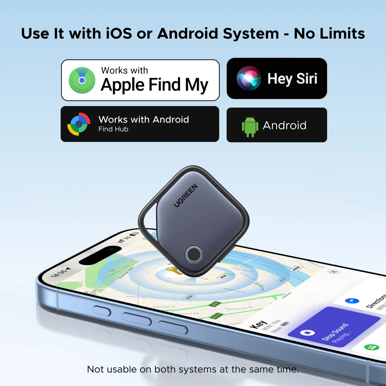UGREEN【Dual System Compatibility】Smart Finder For Apple Find My (iOS) & Find Hub App (Android) Bluetooth Tracker Card - الصورة 2