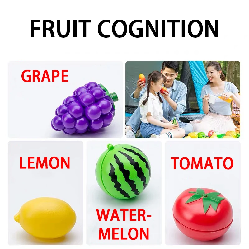 Cutting Play Food Toy for Kids Kitchen Pretend Fruit &Vegetable Accessories Educational Toy for Toddler Children Gift - Image 4