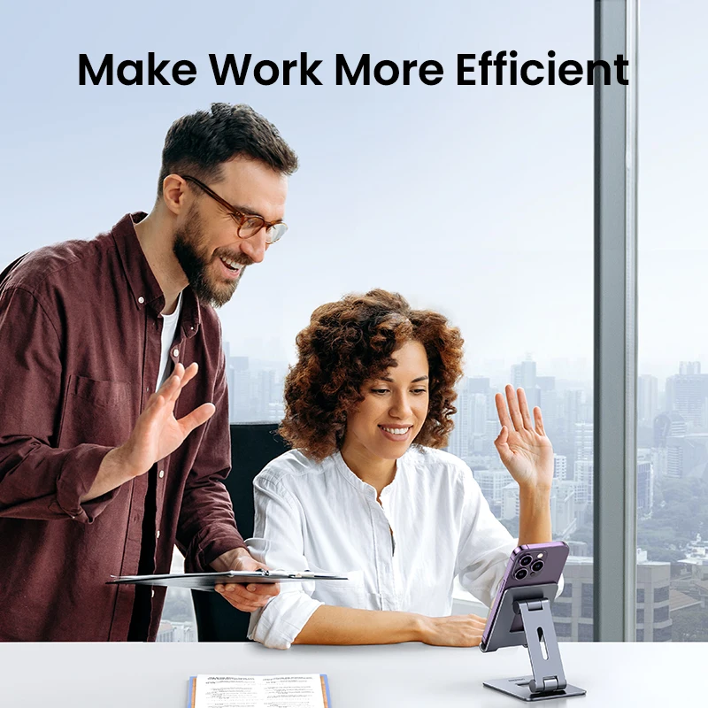 【New】UGREEN Phone Holder Stand Aluminum Mobile Phone Stand For iPhone 16 15 14 Pro Xiaomi Samsung Portable Phone Tablet Holder - الصورة 5