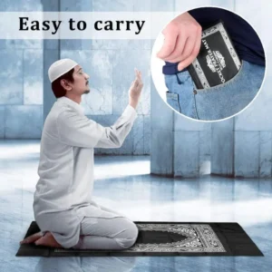 Prayer Rug Polyester Portable Braided Mats Simply Print with Compass