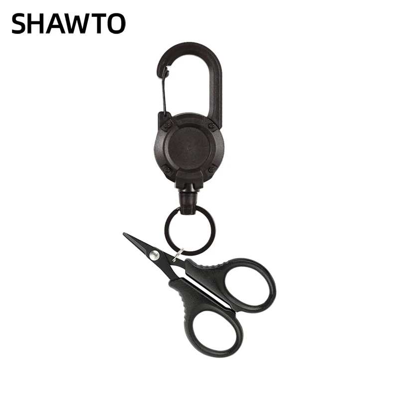 Shawto Titanium Coating Stainless Steel Fishing Scissor Plier Cut PE Braid Line Cutter Plies Carp Fishing Accessories Tools - الصورة 2