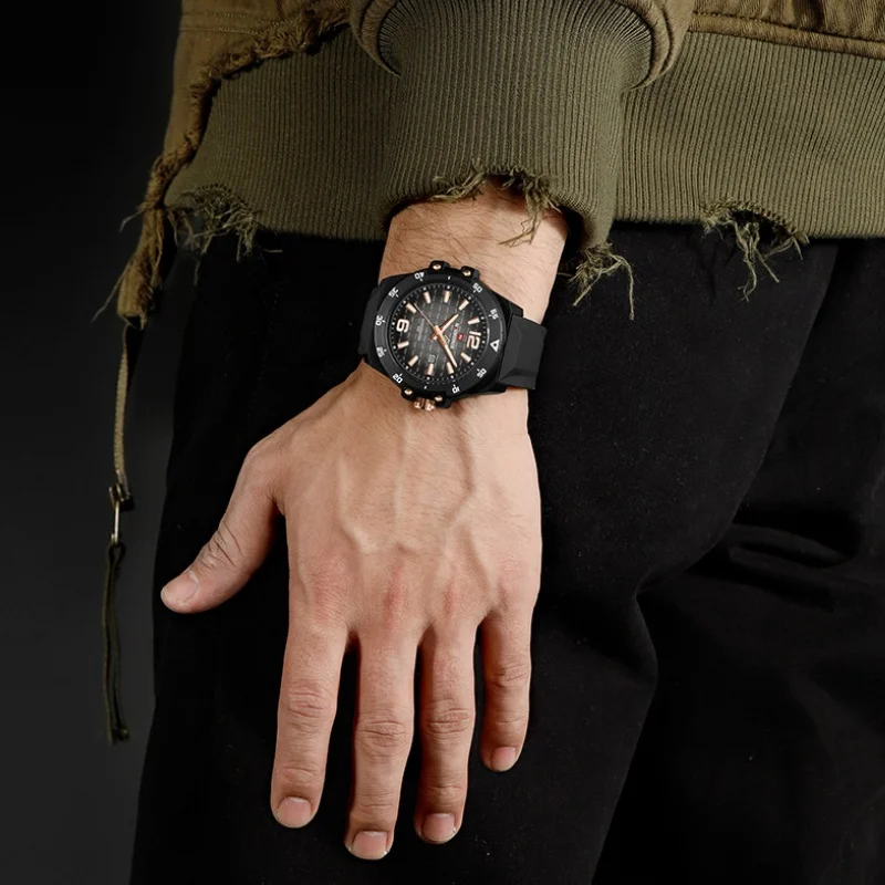 Original Brand NAVIFORCE Fashion Men's Watches Luxury Quartz Sport Silicone Band Wristwatch Waterproof Luminous Clock Male Gift - الصورة 3