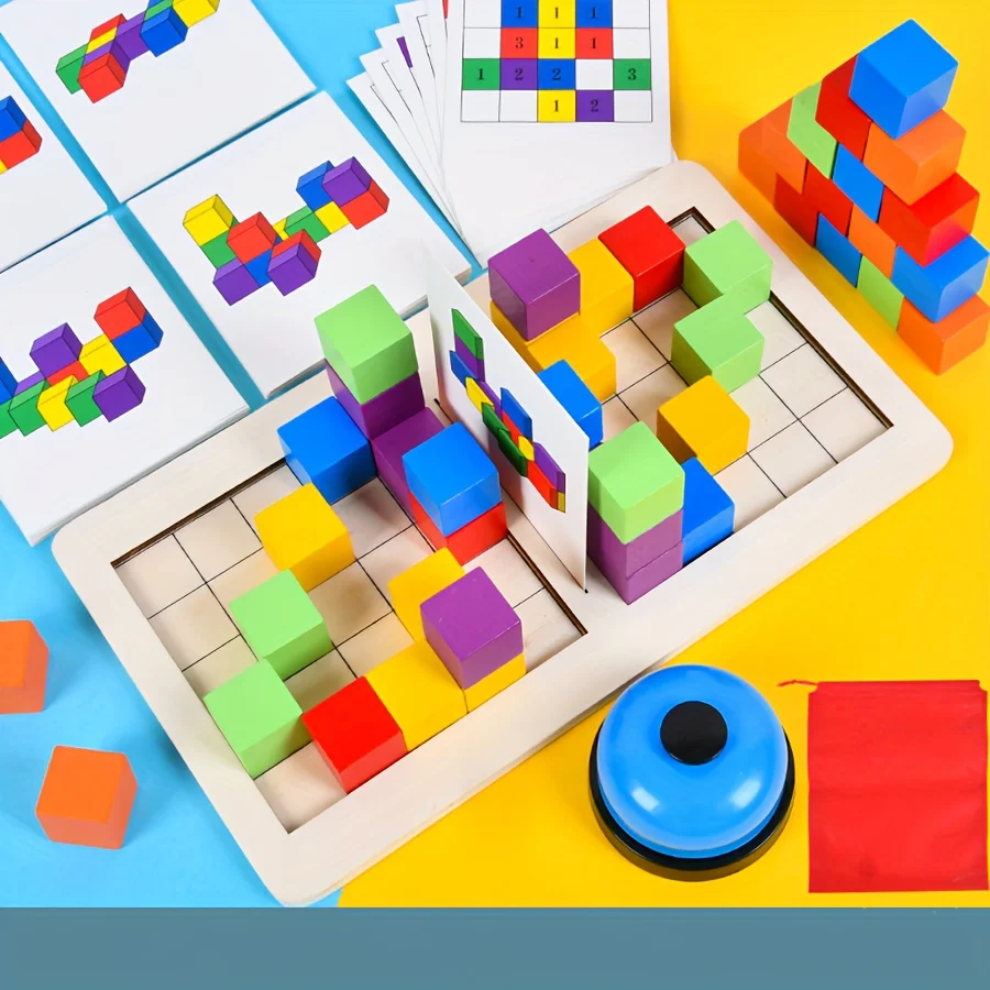Wooden Two-Player Battle Blocks Concentration And Logic Training Interactive Board Game Puzzle Space Three-Dimensional - الصورة 2