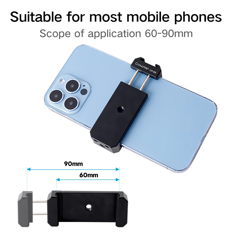 Cimapro Metal Phone Clip Camera Tripod Head Desktop Stand Professional Fixed Live Cold Shoe 1/4 Interface Expansion Accessory - الصورة 3