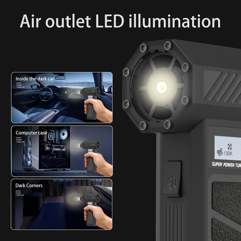 BBQ Mini Air Blower 130000 RPM Handheld Electric Turbo Jet Fan 52m/s Wind Speed Brushless Motor Violent Fan with LED Display - الصورة 3