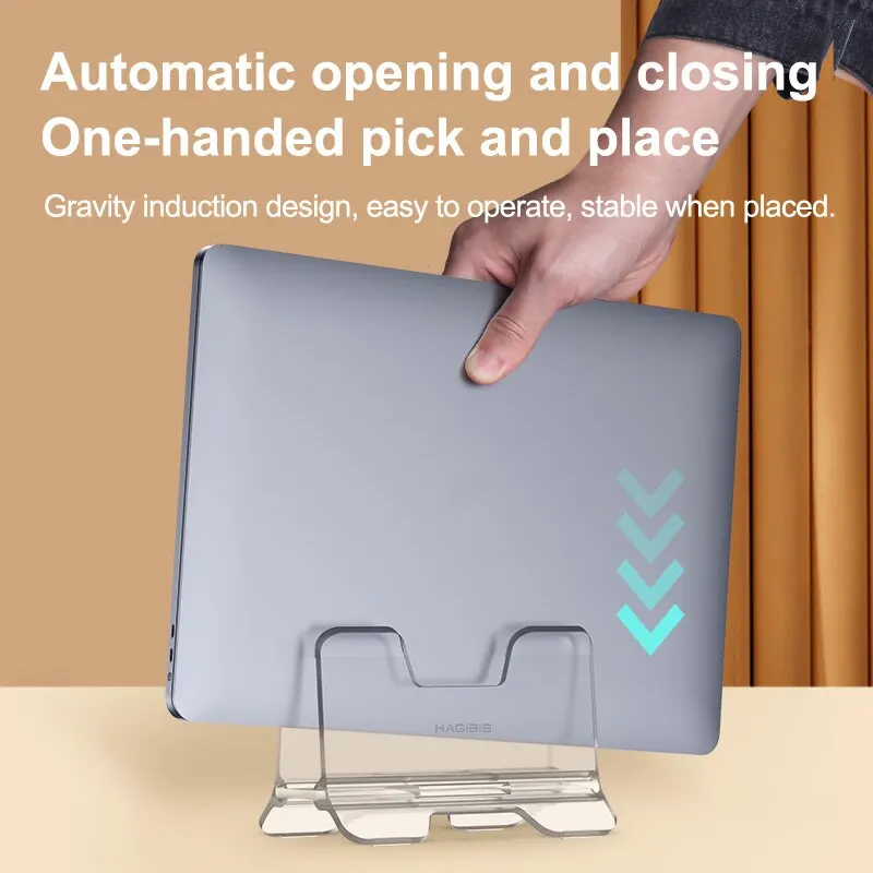 Hagibis Vertical Laptop Stand Transparent Desktop Gravity Holder Notebook Support For MacBook Pro Air Surface Book Laptops - الصورة 2