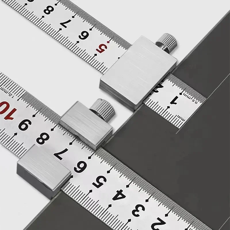 New Protable Accurate positioning Woodworking Tools Carpentry Steel Ruler Positioning Limit Block Measuring Marking Gauge - الصورة 3