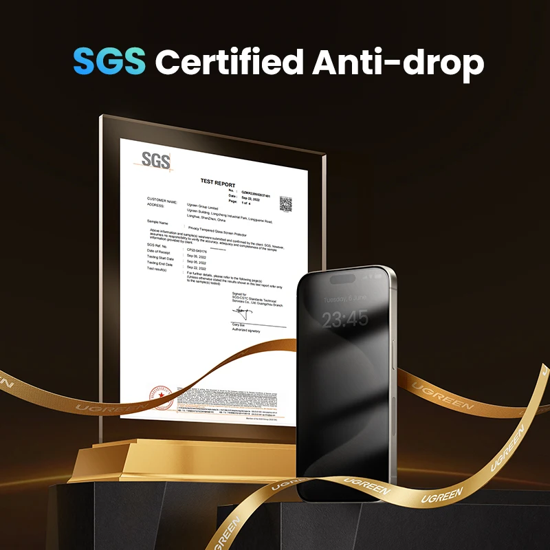 UGREEN 2PCS Privacy Screen Protector For iPhone 15 14 13 Pro Max Anti-Spy Tempered Glass For iPhone 14 Plus Screen Protectors - الصورة 3