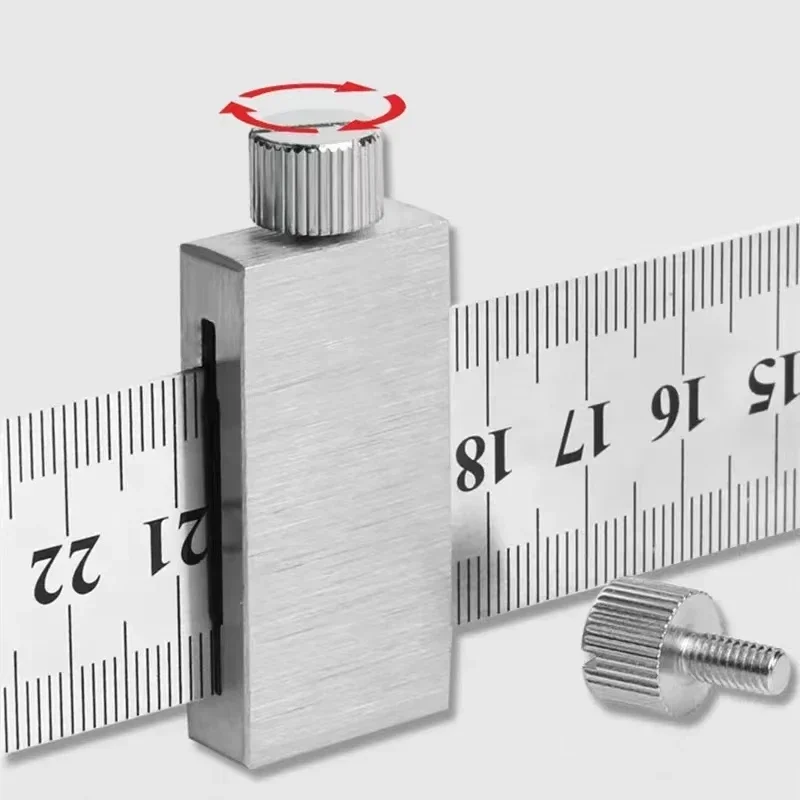 New Protable Accurate positioning Woodworking Tools Carpentry Steel Ruler Positioning Limit Block Measuring Marking Gauge - الصورة 4