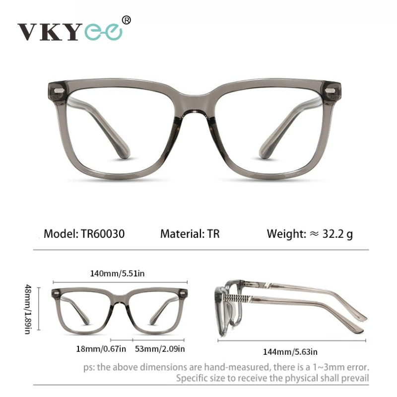 VICKY New Simple Retro Geometric Square Design Men's Anti-blue Light Reading Glasses Can Be Customized Prescription 60030 - الصورة 6